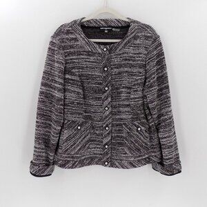 Karl Lagerfeld Paris Jacket Blazer Sz 1X Black & White Tweed Button Front